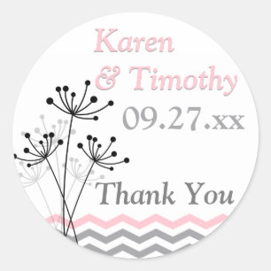 Pink, Grey, White Floral Chevron Stripes Sticker