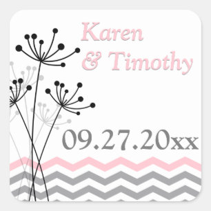 Pink, Grey, White Floral Chevron Stripes Sticker