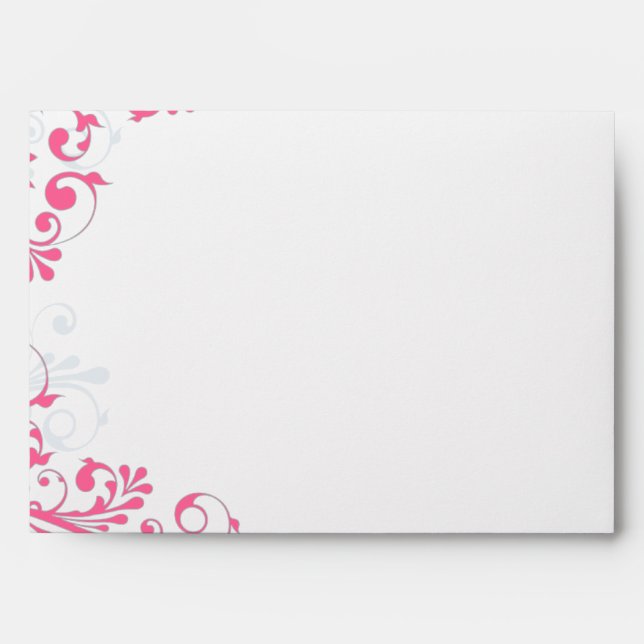 Pink, Grey, White Floral Wedding A-7 Envelopes (Front)