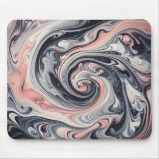 Pink, Grey, White, Liquid Marble Mouse Pad
