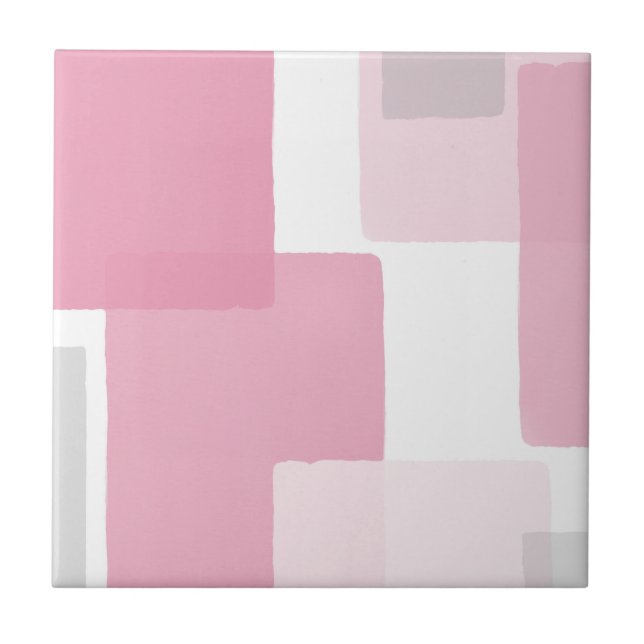 Pink Grey White Modern Minimalist Tile (Front)