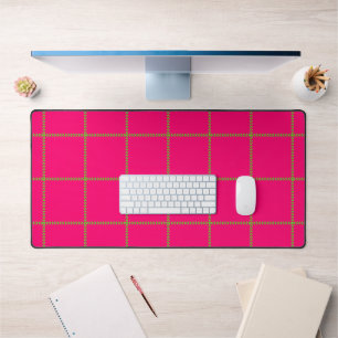 Pink Grid Desk Mat With Neon Arrows – Customisable