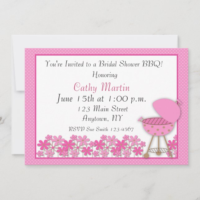 Pink Grill BBQ Shower Invitation (Front)
