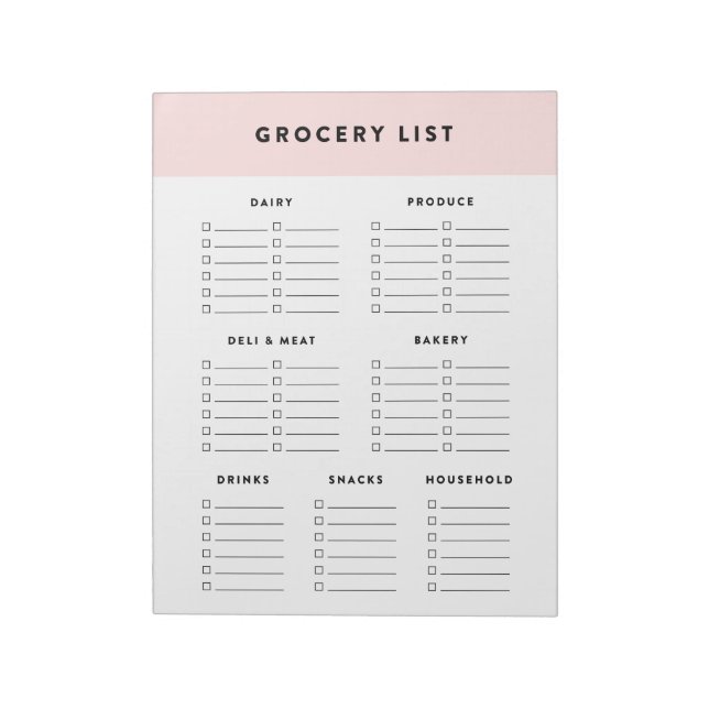 Pink Grocery List Notepad (Rotated)