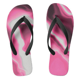 Pink Groovy Marbled Wide Strap Flip Flops