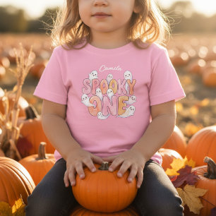 Pink Groovy Spooky One 1st Birthday Girl Ghost Baby T-Shirt