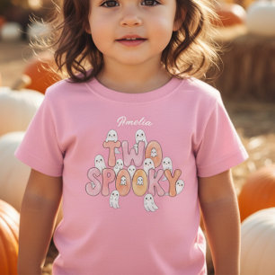 Pink Groovy Two Spooky Girl 2nd Birthday Ghost Baby T-Shirt