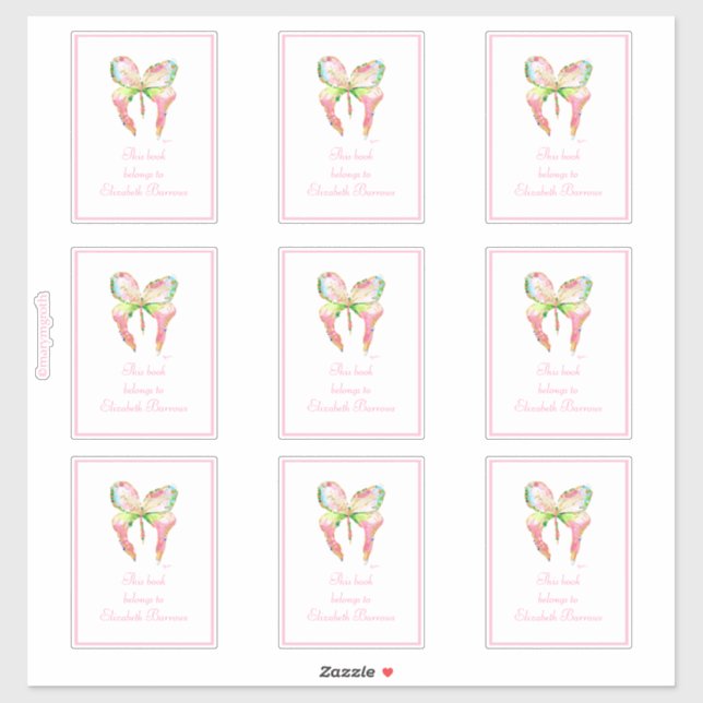 Pink Groth Butterfly Bookplate (Sheet)