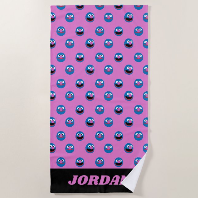 Pink Grover Face Pattern Beach Towel (Front)