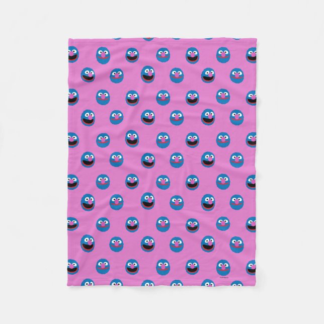 Pink Grover Face Pattern Fleece Blanket (Front)