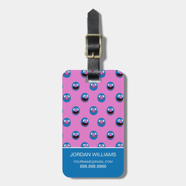 Pink Grover Face Pattern Luggage Tag (Front Vertical)