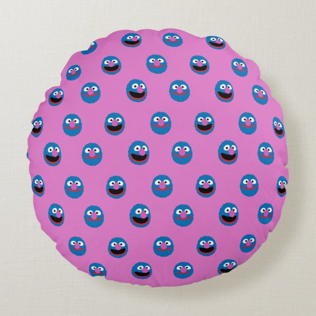 Pink Grover Face Pattern Round Cushion (Front)