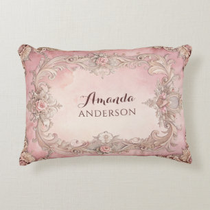 Pink Grunge Antique Frame Decorative Cushion