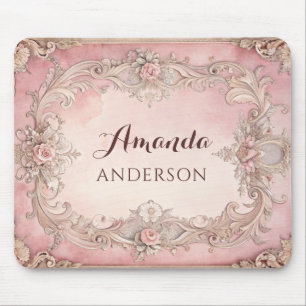 Pink Grunge Antique Frame Mouse Mat