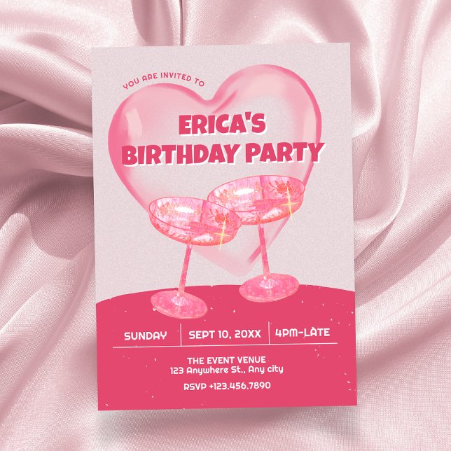 Pink grunge cheers invitation (Creator Uploaded)