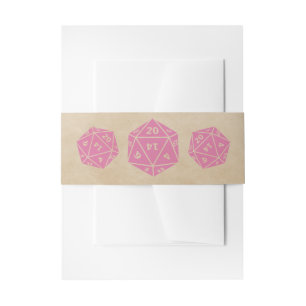 Pink Grunge D20 Dice Gamer Belly Bands Invitation Belly Band