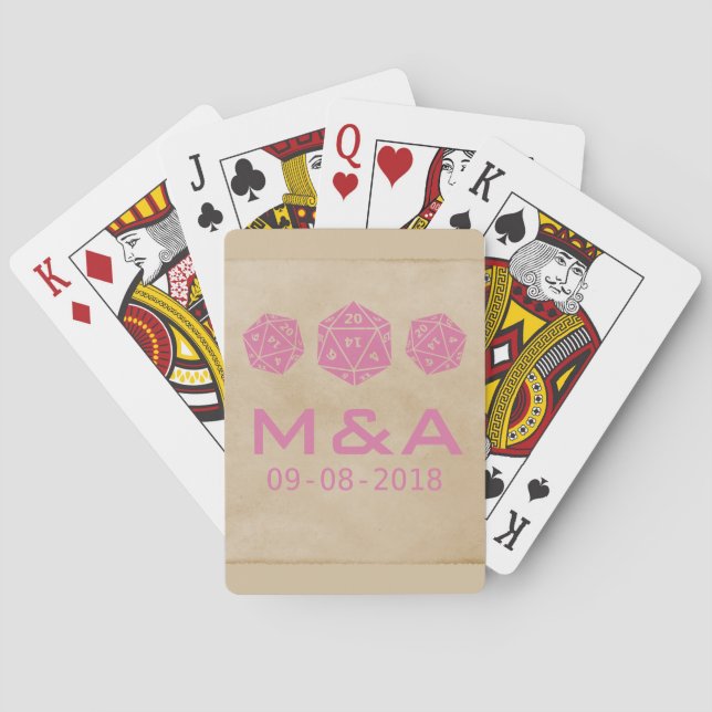Pink Grunge D20 Dice Gamer Playing Cards (Back)