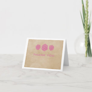 Pink Grunge D20 Dice Gamer Thank You Card