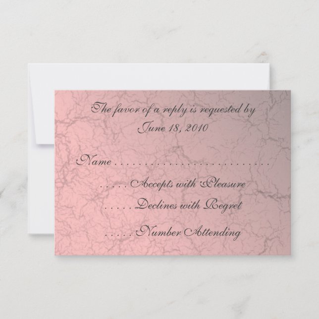 Pink Grunge Damask RSVP Cards (Front)