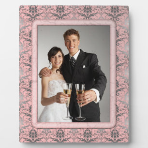 Pink Grunge Damask Wedding Plaque