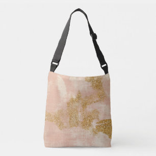 *~* Pink Grunge Gold Glitter Distressed Golden Crossbody Bag