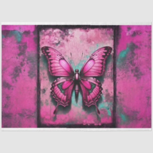 Pink Grunge Gothic Butterfly Decoupage Paper