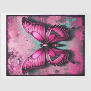 Pink Grunge Gothic Butterfly Decoupage Paper