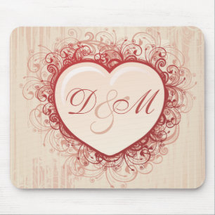 Pink Grunge Heart Mouse Mat
