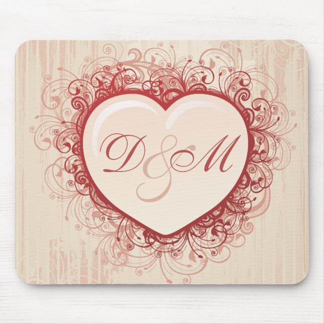 Pink Grunge Heart Mouse Mat (Front)