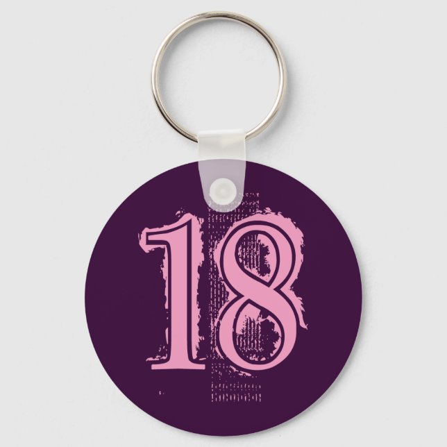 PINK GRUNGE NUMBER 18 KEY RING (Front)