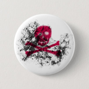 Pink Grunge Skull Button