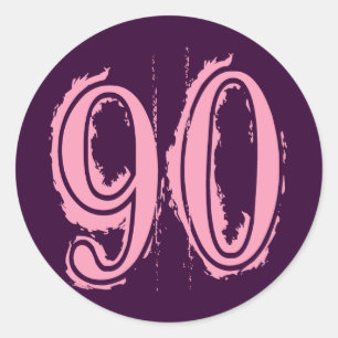 Pink Grunge Style Number 90 Classic Round Sticker