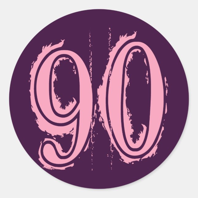 Pink Grunge Style Number 90 Classic Round Sticker (Front)