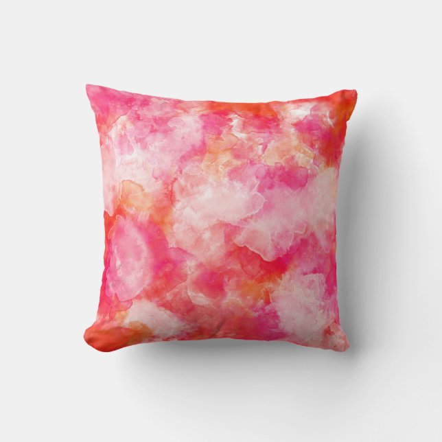 Pink Grunge Texture in Watercolor Cushion (Front)