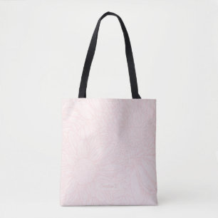 Pink Grunge with Name and Chrysanthemums Tote Bag