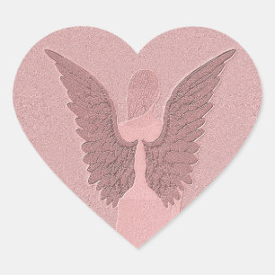 Pink Guardian Angel Heart Sticker