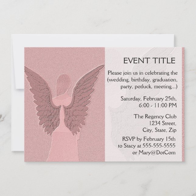 Pink Guardian Angel Invitation (Front)