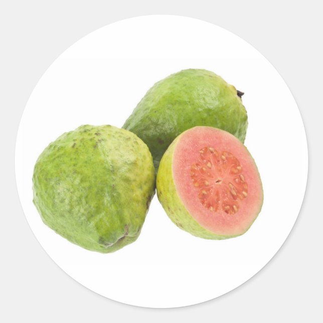 Pink guava fruit classic round sticker (Front)