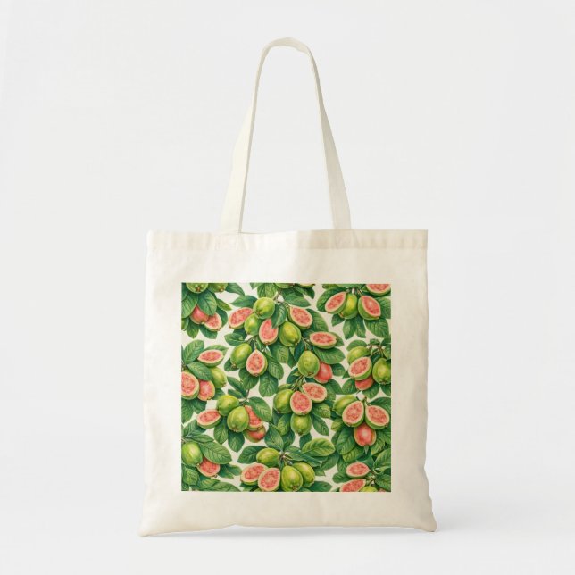 Pink Guava Tropical Botanical Pattern Tote Bag (Front)