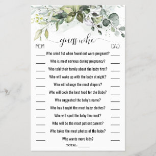 Pink Guess Who Cowgirl Baby Shower Game Card Flyer