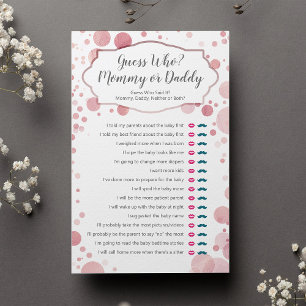 Pink Guess Who Mummy or Daddy Baby Shower Game