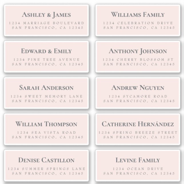 Pink Guest Address Labels ORDER 6" or 8"! (Front)