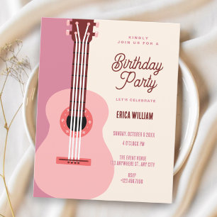 Pink guitar invitation