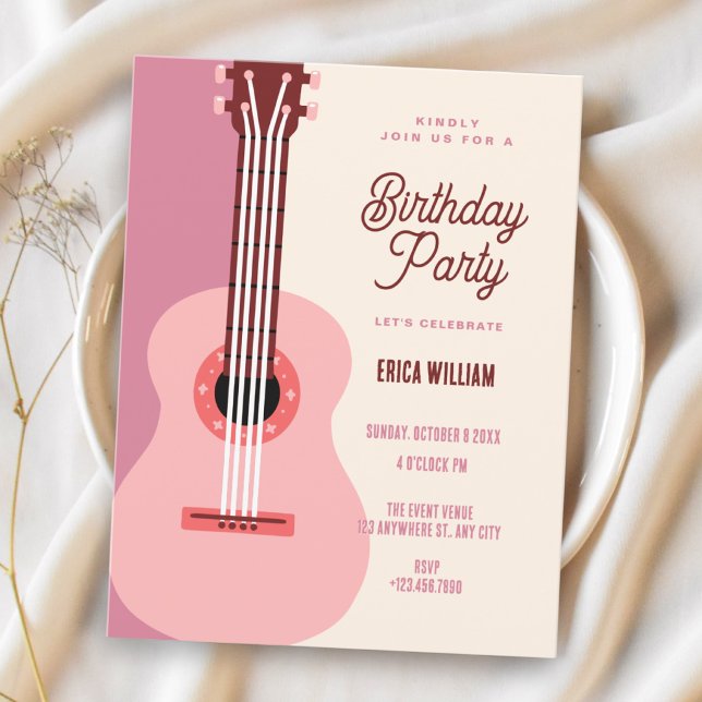 Pink guitar  invitation (Creator Uploaded)