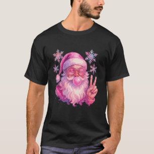 Pink Gum Bubble Blowing Santa Shirt, Vintage Pink T-Shirt