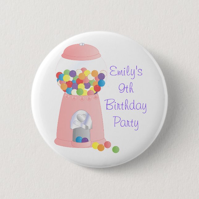 Pink Gumball Machine 6 Cm Round Badge (Front)