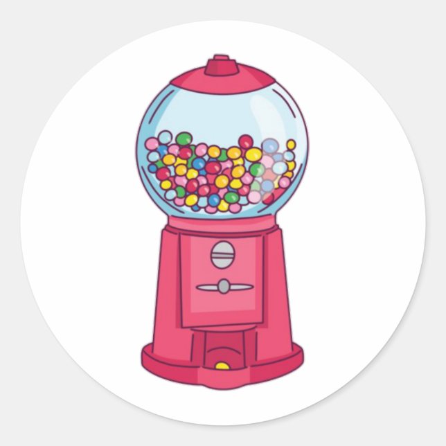 Pink Gumball Machine Candy Bubble Gum Classic Round Sticker (Front)