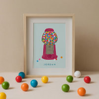 Pink Gumball Machine Candy Bubble Gum Personalised