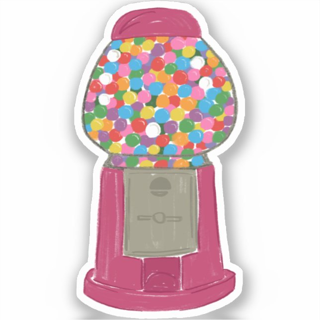 Pink Gumball Machine Candy Bubble Gum Sticker (Front)