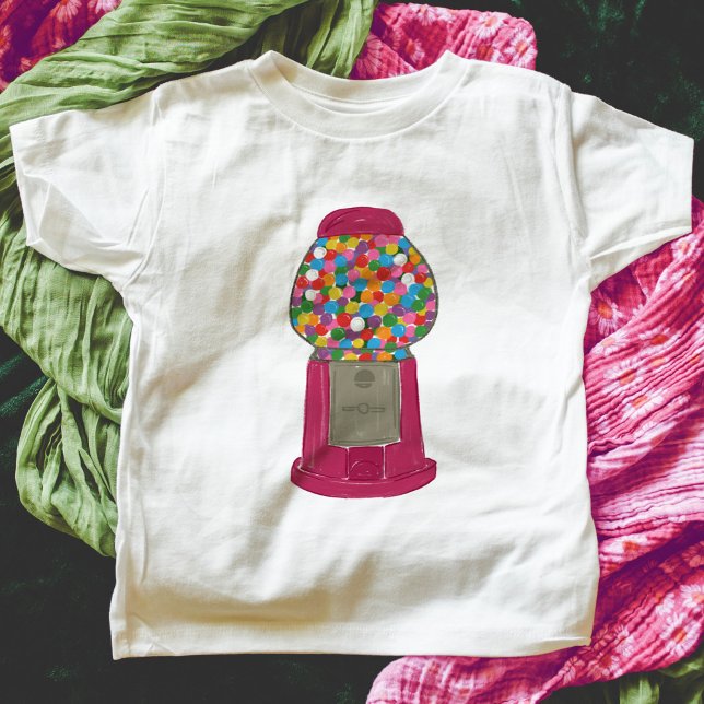 Pink Gumball Machine Candy Bubble Gum T-Shirt (Pink gumball candy machine kids t-shirt.)
